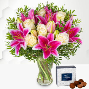Pink Lilies & Roses - Flower Delivery - Flowers - Flowers By Post - Next Day Flowers - Free Chocs